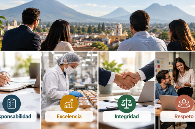 Ilustración de los cuatro valores REIR de CMI: responsabilidad, excelencia, integridad y respeto, vinculados con la trayectoria empresarial de la familia Bosch Gutiérrez.